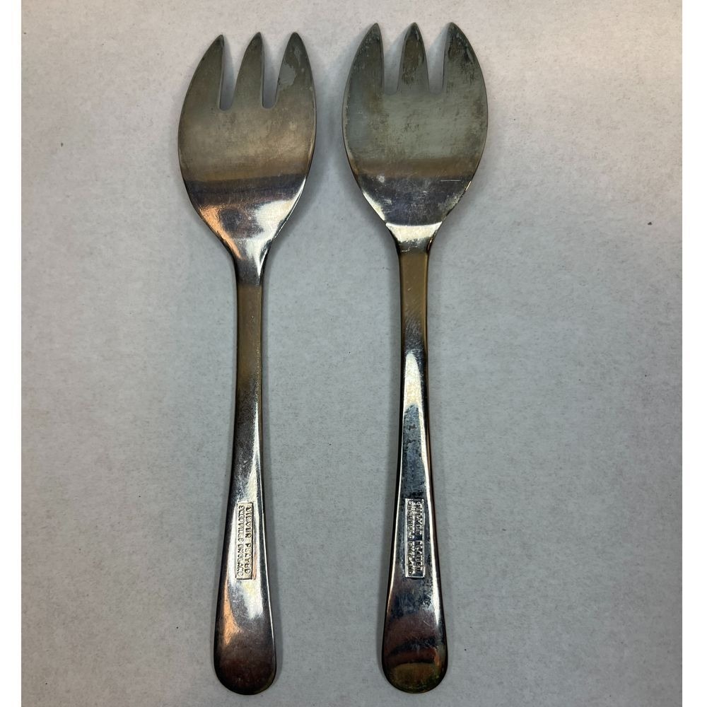 Vintage Sheffield Silver Plated 5" 3 Prong Baby Fork x2‎ - Picture 2 of 3